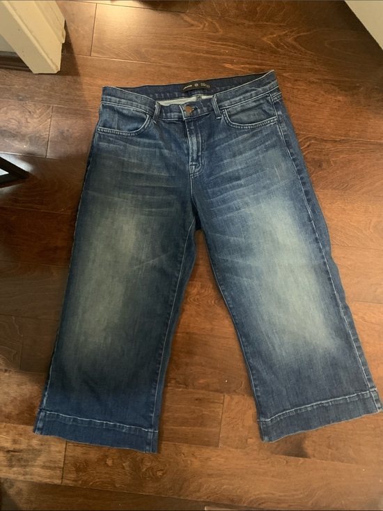 J Brand Denim - Wide Leg Cropped Jeans - Faded Blue Denim